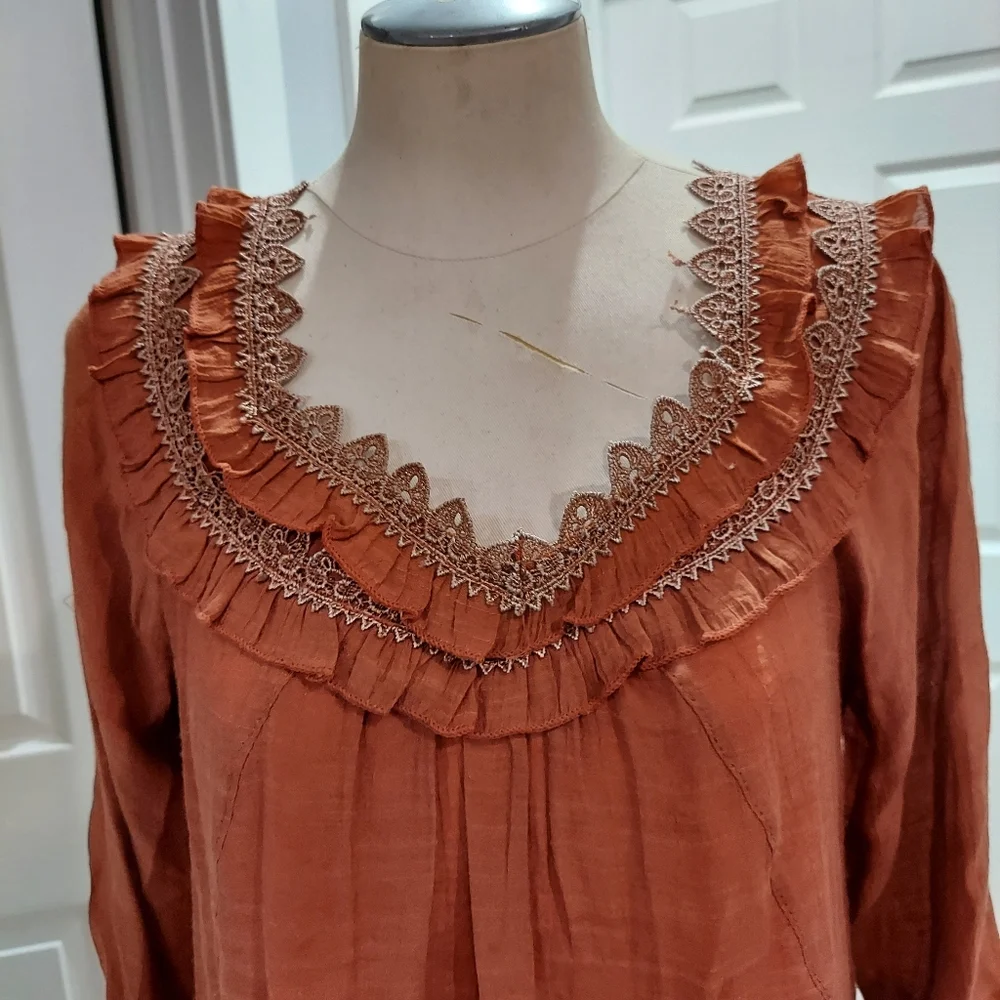 Urban Mango burnt orange dress Fully Lined V Neck Size Medium